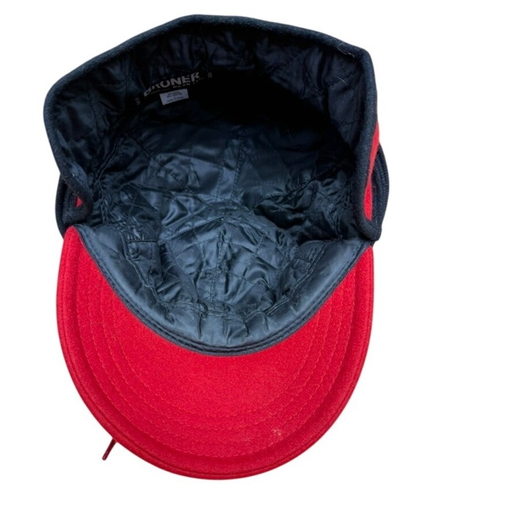 Broner Mens Red Wool Blend Trapper Hat Ear Flaps Tie Closure L - Picture 6 of 7